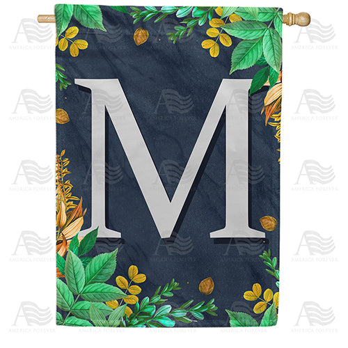 Fern On Slate Monogram Double Sided House Flag