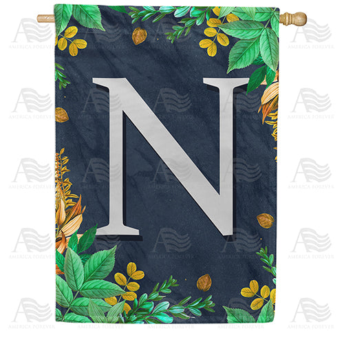 Fern On Slate Monogram Double Sided House Flag