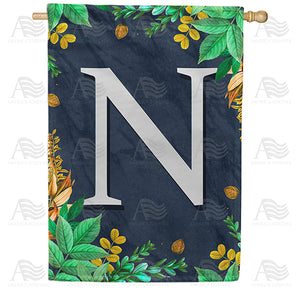 Fern On Slate Monogram Double Sided House Flag