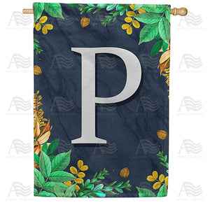 Fern On Slate Monogram Double Sided House Flag