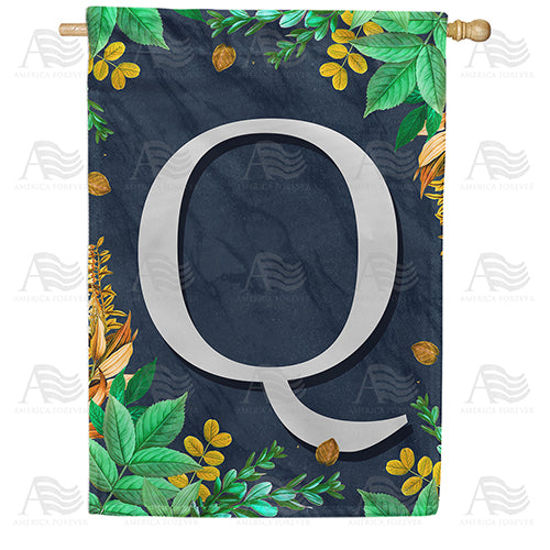 Fern On Slate Monogram Double Sided House Flag