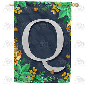 Fern On Slate Monogram Double Sided House Flag