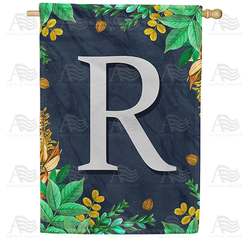 Fern On Slate Monogram Double Sided House Flag