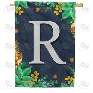 Fern On Slate Monogram Double Sided House Flag