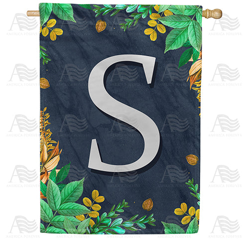Fern On Slate Monogram Double Sided House Flag