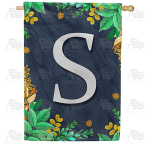 Fern On Slate Monogram Double Sided House Flag