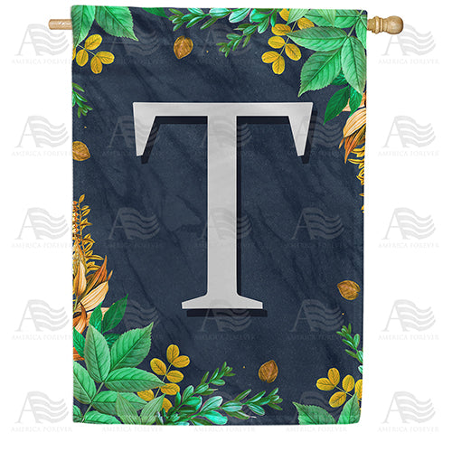 Fern On Slate Monogram Double Sided House Flag