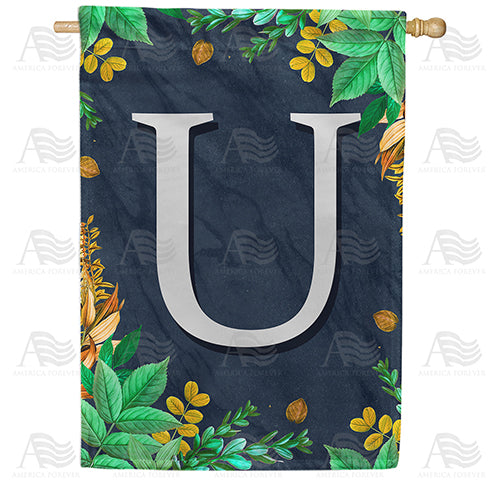 Fern On Slate Monogram Double Sided House Flag