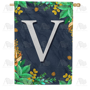 Fern On Slate Monogram Double Sided House Flag