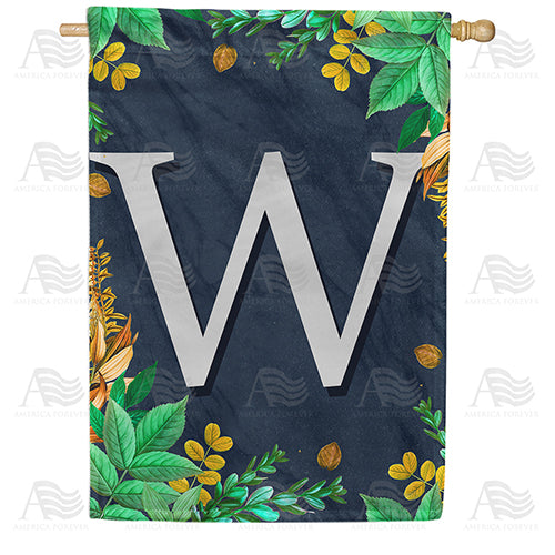 Fern On Slate Monogram Double Sided House Flag