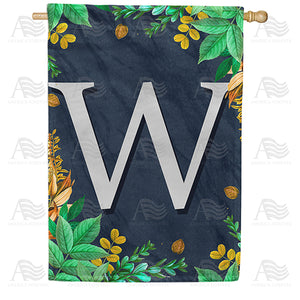 Fern On Slate Monogram Double Sided House Flag