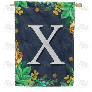 Fern On Slate Monogram Double Sided House Flag
