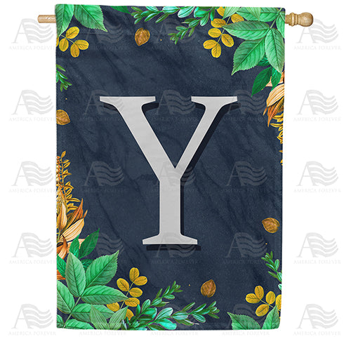 Fern On Slate Monogram Double Sided House Flag