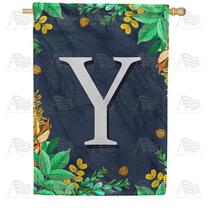 Fern On Slate Monogram Double Sided House Flag