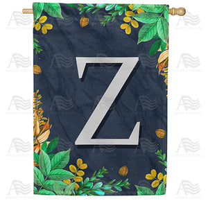 Fern On Slate Monogram Double Sided House Flag