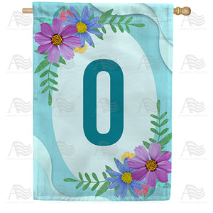 Cosmos On Blue Wood Monogram Double Sided House Flag