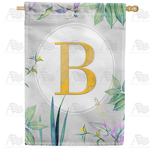 Simply Golden Monogram Double Sided House Flag