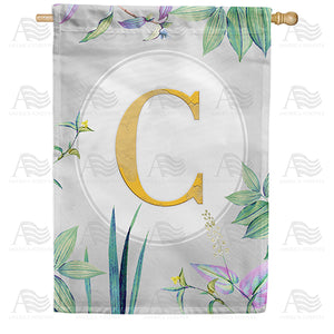 Simply Golden Monogram Double Sided House Flag