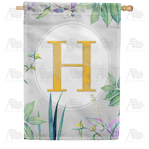 Simply Golden Monogram Double Sided House Flag