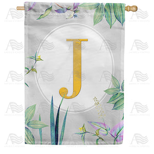 Simply Golden Monogram Double Sided House Flag
