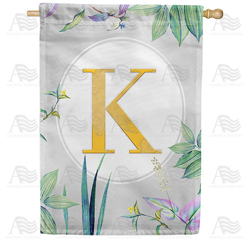 Simply Golden Monogram Double Sided House Flag