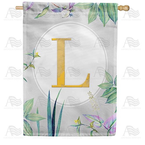 Simply Golden Monogram Double Sided House Flag