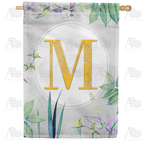 Simply Golden Monogram Double Sided House Flag