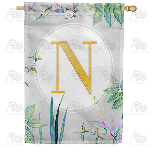 Simply Golden Monogram Double Sided House Flag