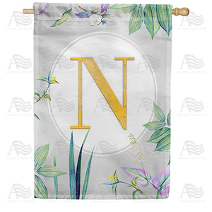 Simply Golden Monogram Double Sided House Flag