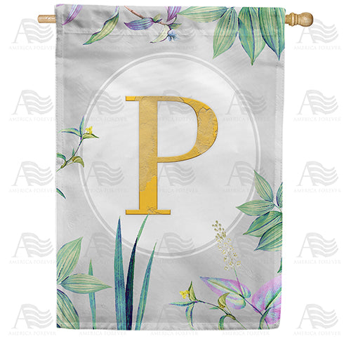 Simply Golden Monogram Double Sided House Flag