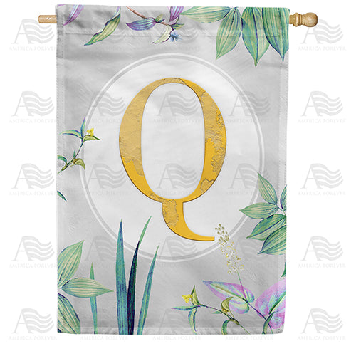 Simply Golden Monogram Double Sided House Flag