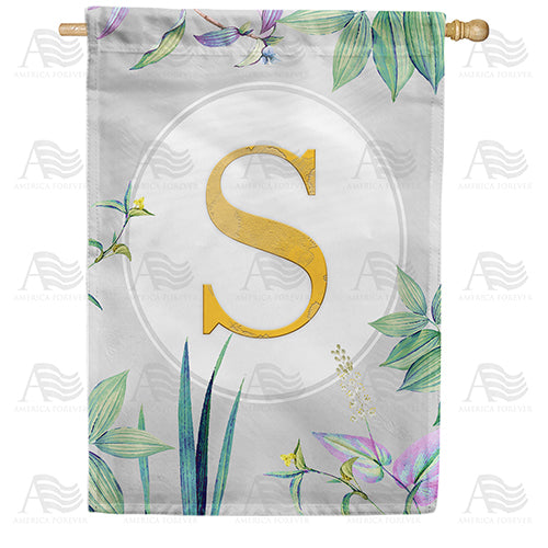 Simply Golden Monogram Double Sided House Flag