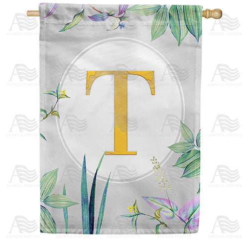 Simply Golden Monogram Double Sided House Flag