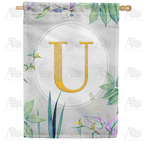 Simply Golden Monogram Double Sided House Flag