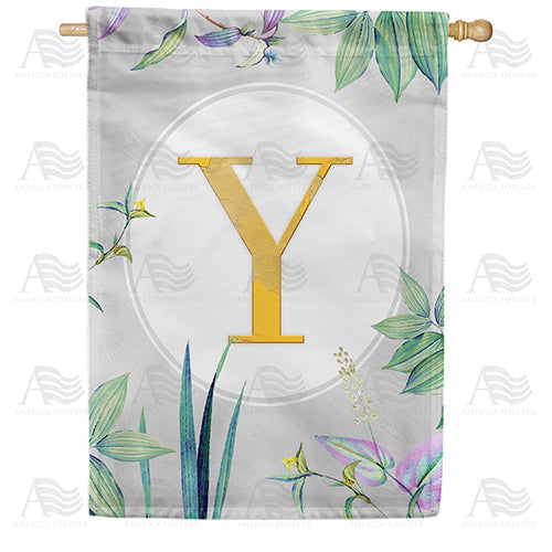 Simply Golden Monogram Double Sided House Flag