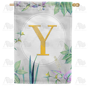 Simply Golden Monogram Double Sided House Flag