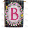 Burst Of Pink Monogram Double Sided House Flag