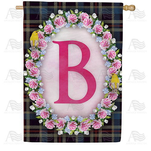 Burst Of Pink Monogram Double Sided House Flag
