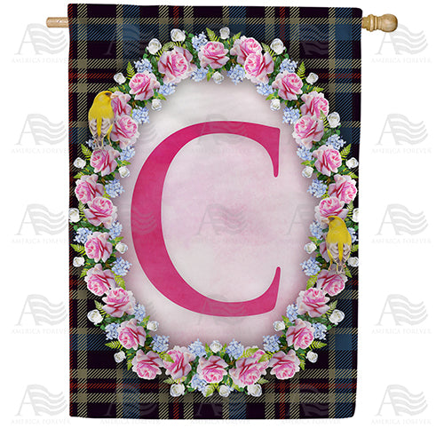 Burst Of Pink Monogram Double Sided House Flag