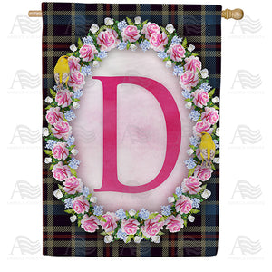 Burst Of Pink Monogram Double Sided House Flag