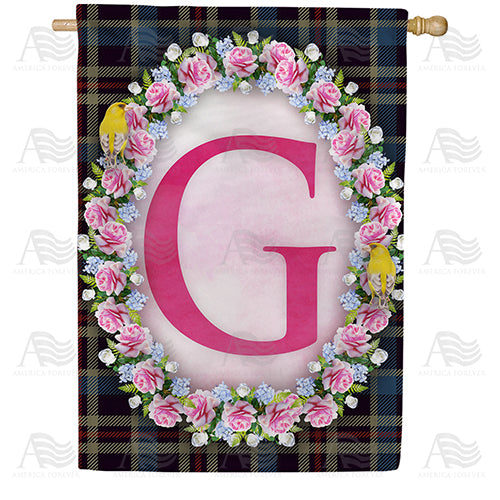 Burst Of Pink Monogram Double Sided House Flag