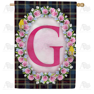 Burst Of Pink Monogram Double Sided House Flag
