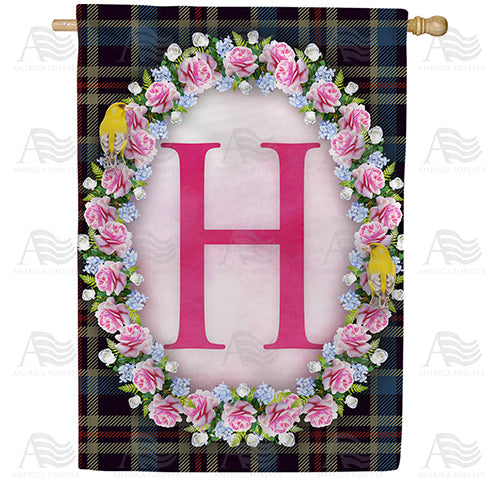 Burst Of Pink Monogram Double Sided House Flag