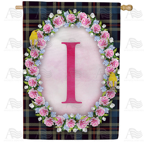 Burst Of Pink Monogram Double Sided House Flag