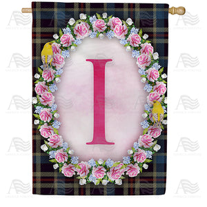 Burst Of Pink Monogram Double Sided House Flag