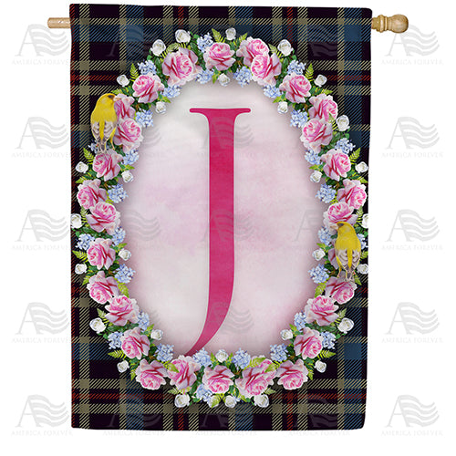 Burst Of Pink Monogram Double Sided House Flag