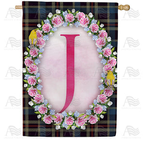 Burst Of Pink Monogram Double Sided House Flag