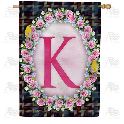 Burst Of Pink Monogram Double Sided House Flag