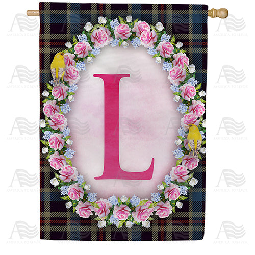 Burst Of Pink Monogram Double Sided House Flag