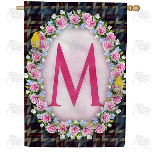 Burst Of Pink Monogram Double Sided House Flag